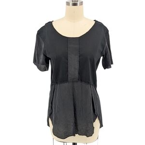 Women's Round Neck Silk Knit Top Black 2 punk goth casual basic short sleeve